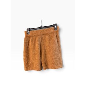 Hazel Moon Womens Camel Brown Fuzzy Knit Lounge Shorts Size Medium High Waist